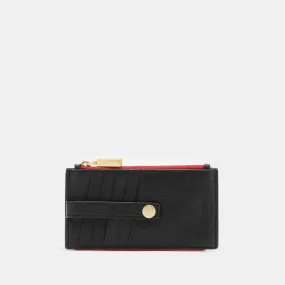 210 West Black And Brushed Gold Red Zip Wallet