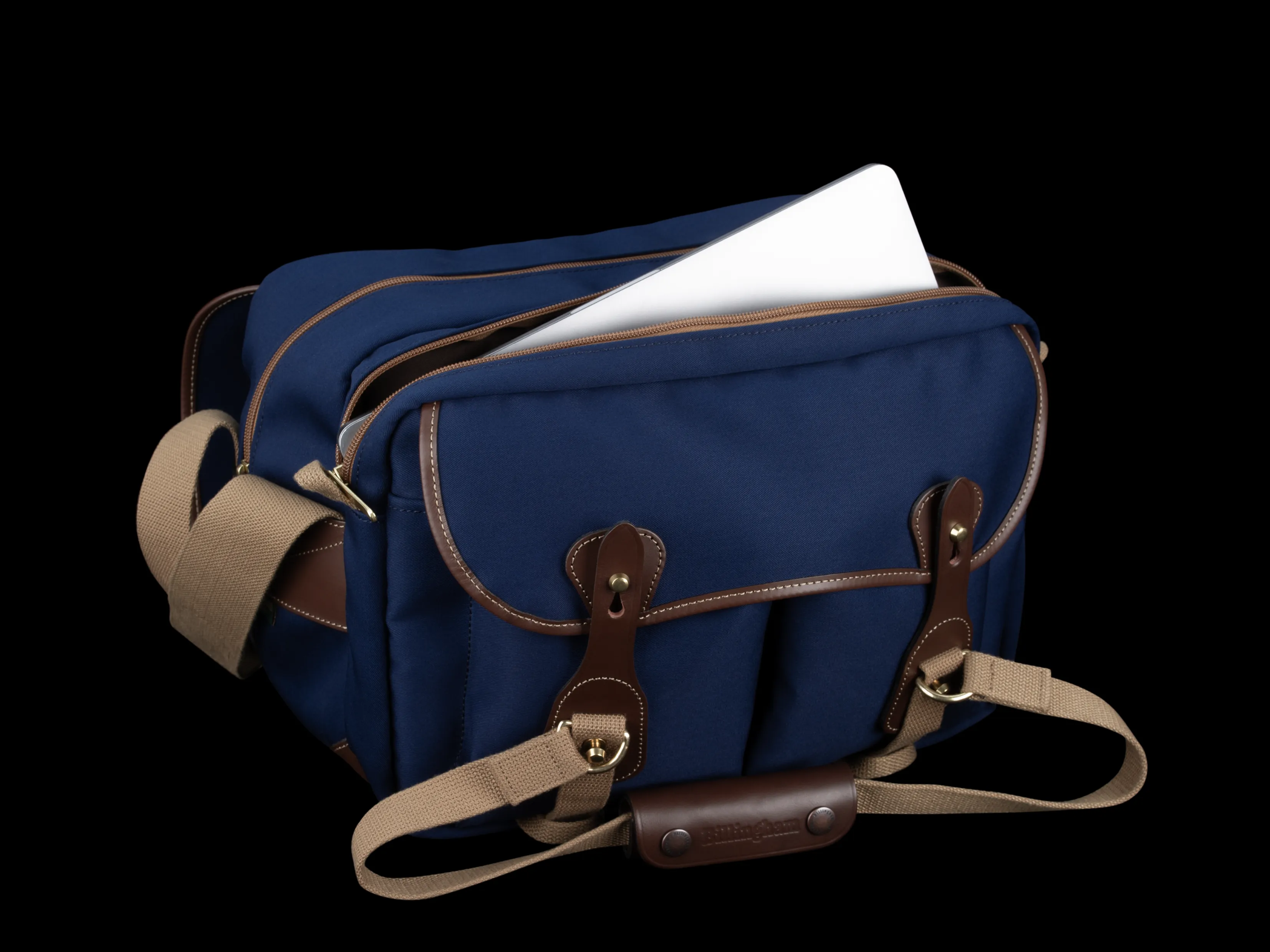 335 MKII Camera/Laptop Bag - Navy Canvas / Chocolate Leather