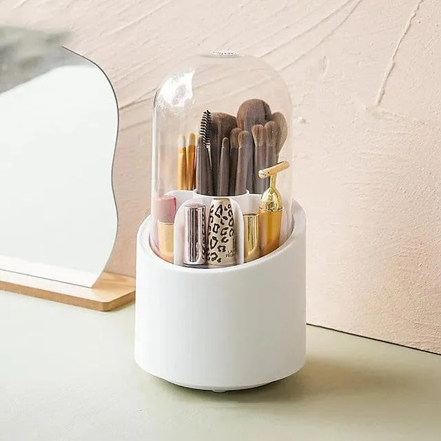 360-Degree Rotating Dustproof Makeup Brush Organizer