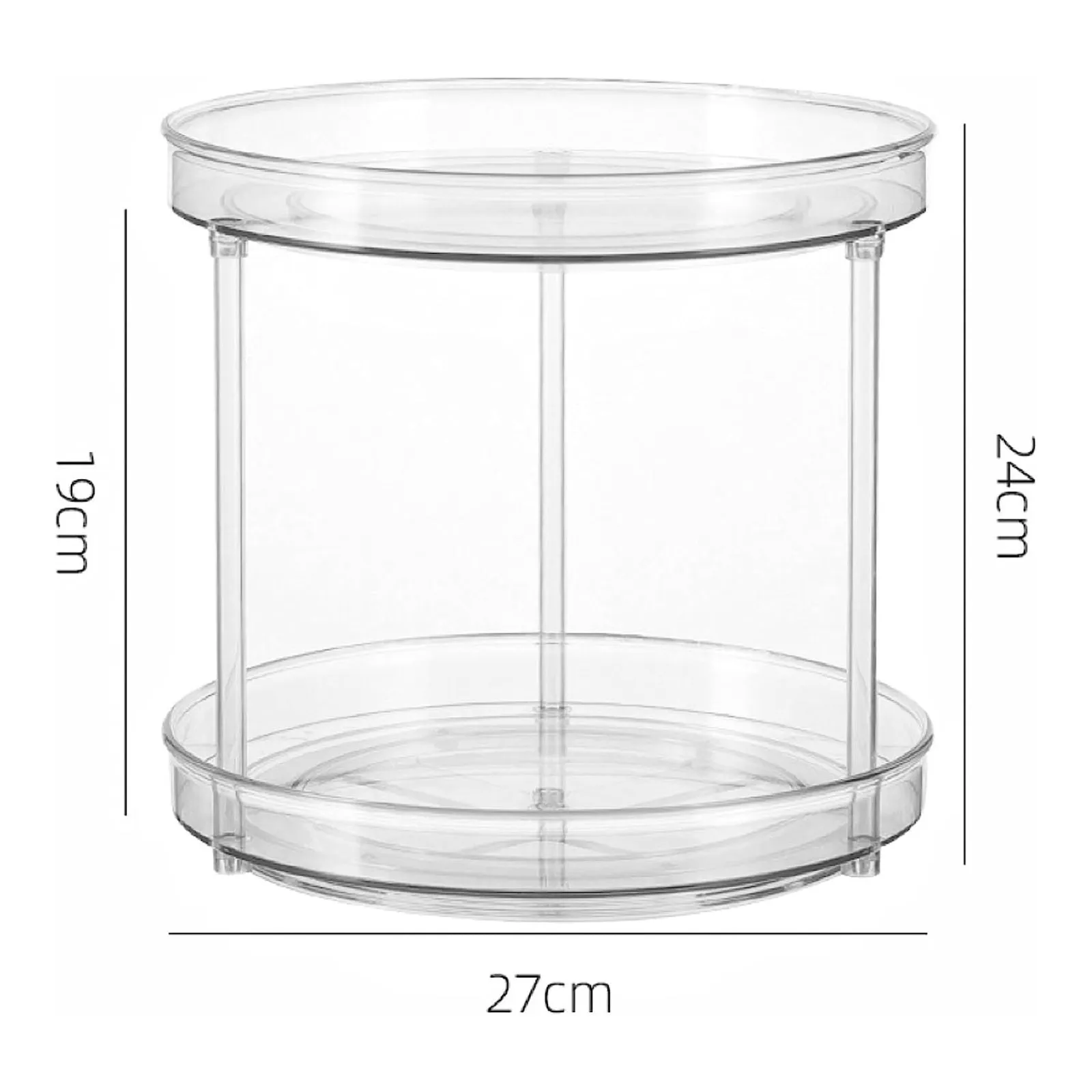 360° Rotatable 2 Tier Turntable Cabinet Organizer, Transparent