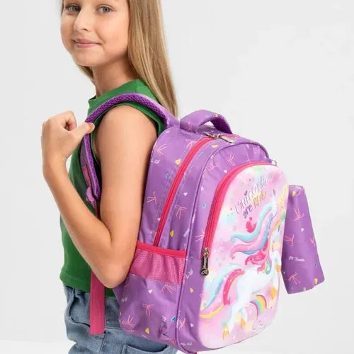 3D Unicorn Design Backpack with pouch for Kids