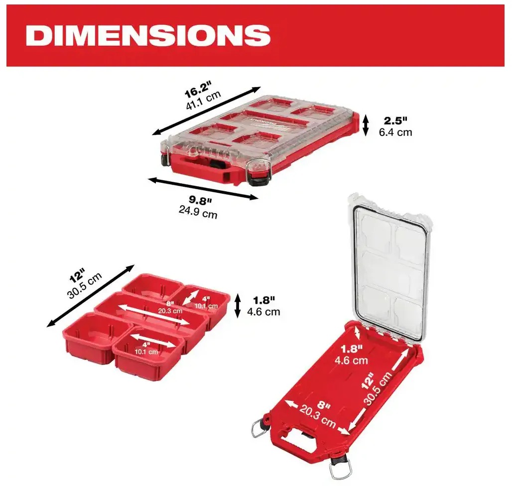 48-22-8436 Milwaukee PACKOUT 5 Compartment Low Profile Organizer