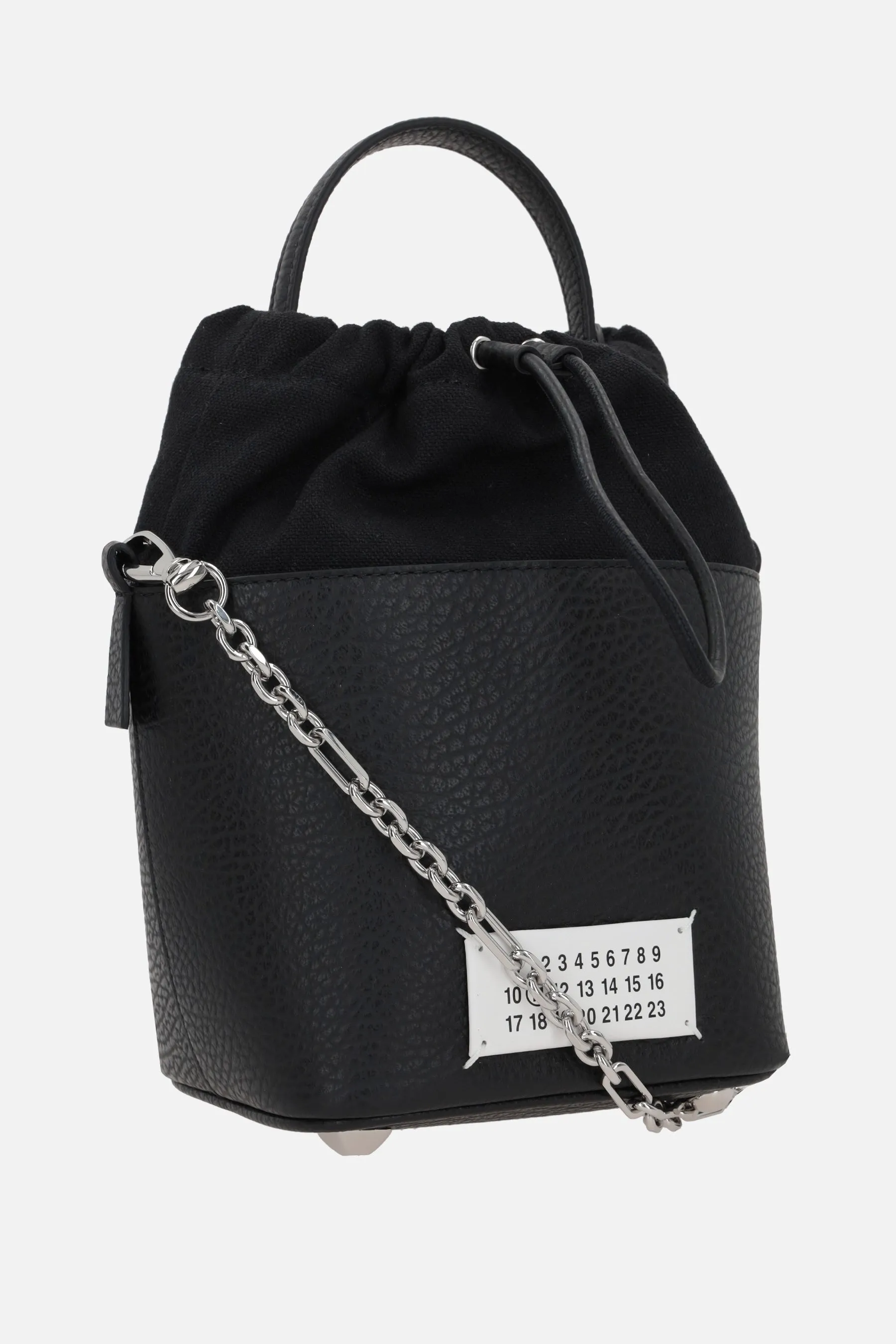 5AC small grainy leather bucket bag