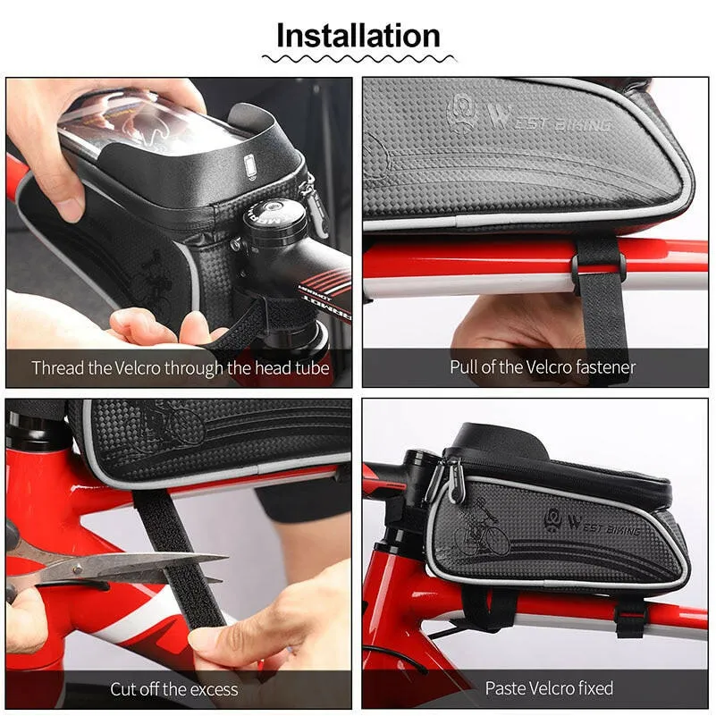 6.5 Inches Bicycle Bag Waterproof Cycling Top Front Tube Frame Bag Touch Screen Phone Case Storage MTB Road Bike Bag