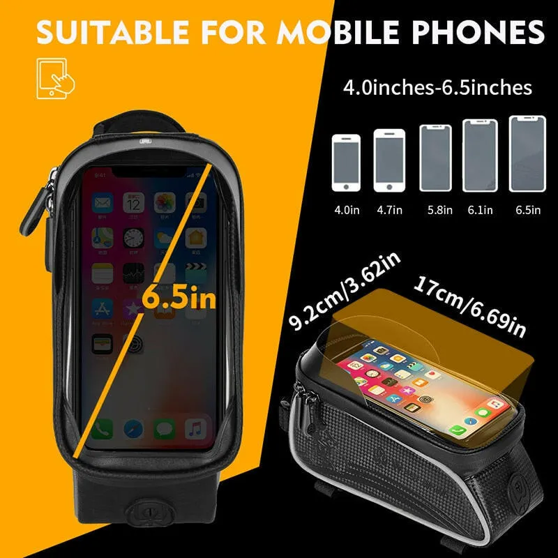 6.5 Inches Bicycle Bag Waterproof Cycling Top Front Tube Frame Bag Touch Screen Phone Case Storage MTB Road Bike Bag