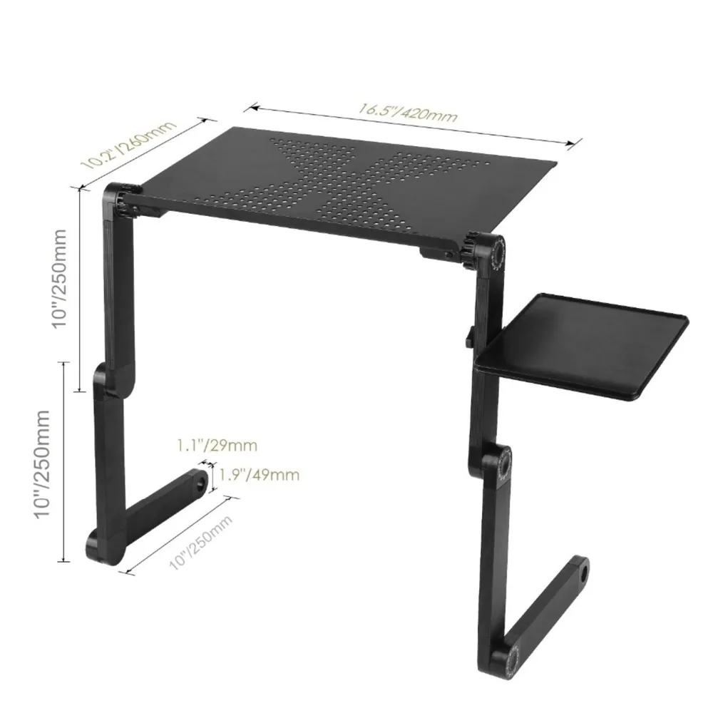 Adjustable Aluminum Laptop Desk(Mouse Pad Included)