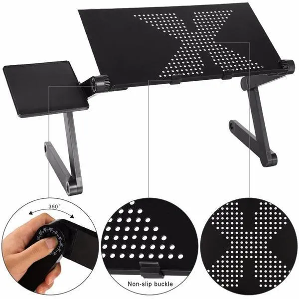 Adjustable Aluminum Laptop Desk(Mouse Pad Included)