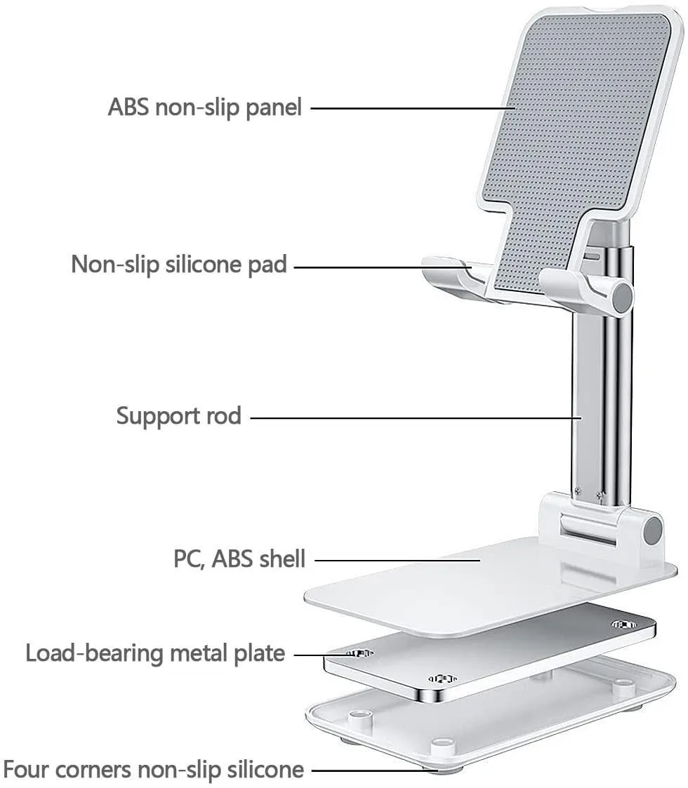 Adjustable Cell Phone and Tablet Holder Compatible with ipad, iPhone, Samsung and All Smartphones