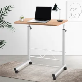 Adjustable Laptop Desk Table with Wheels, Light Wood - Artiss