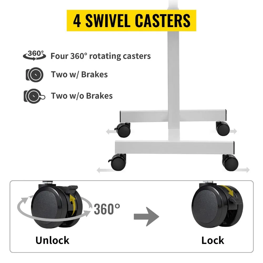 Adjustable Laptop Rolling Desk With Lockable Wheels