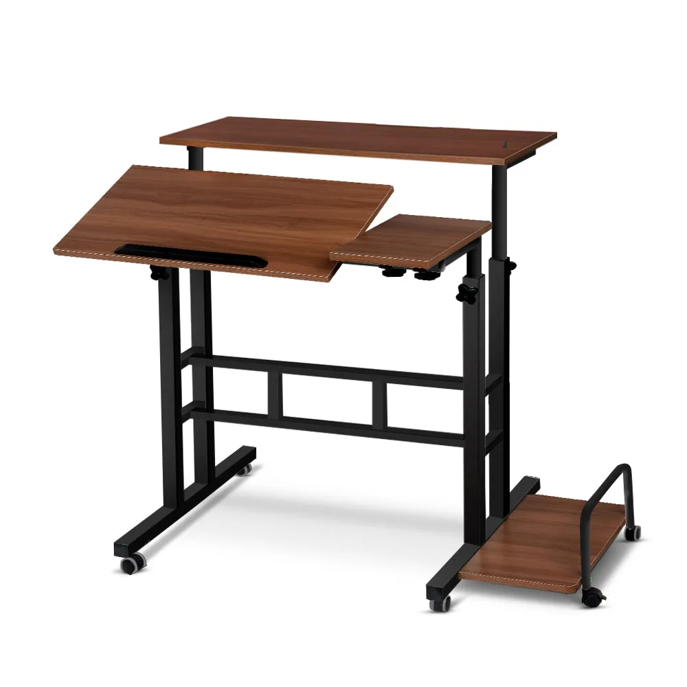 Adjustable Twin Laptop Desk, Dark Wood, 80CM - Artiss