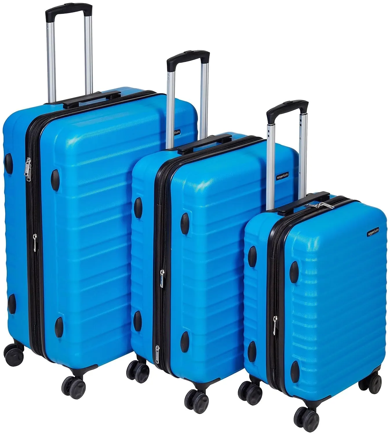 Amazon Basics Suitcase, Hardside Luggage with Spinner Wheels, Scratch-Resistant Surface, Light Blue, 30-Inch