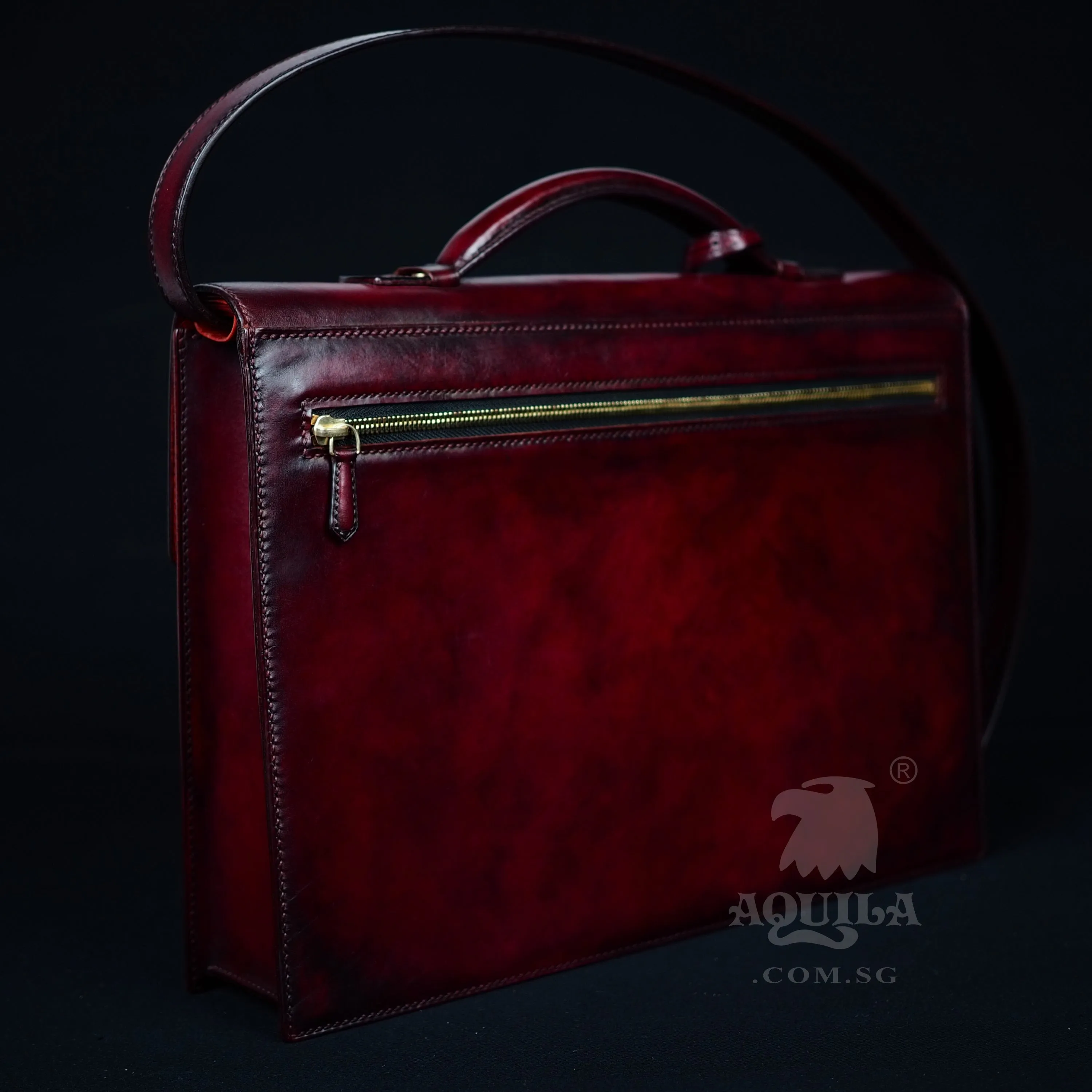 Aquila Oxblood Leather Briefcase