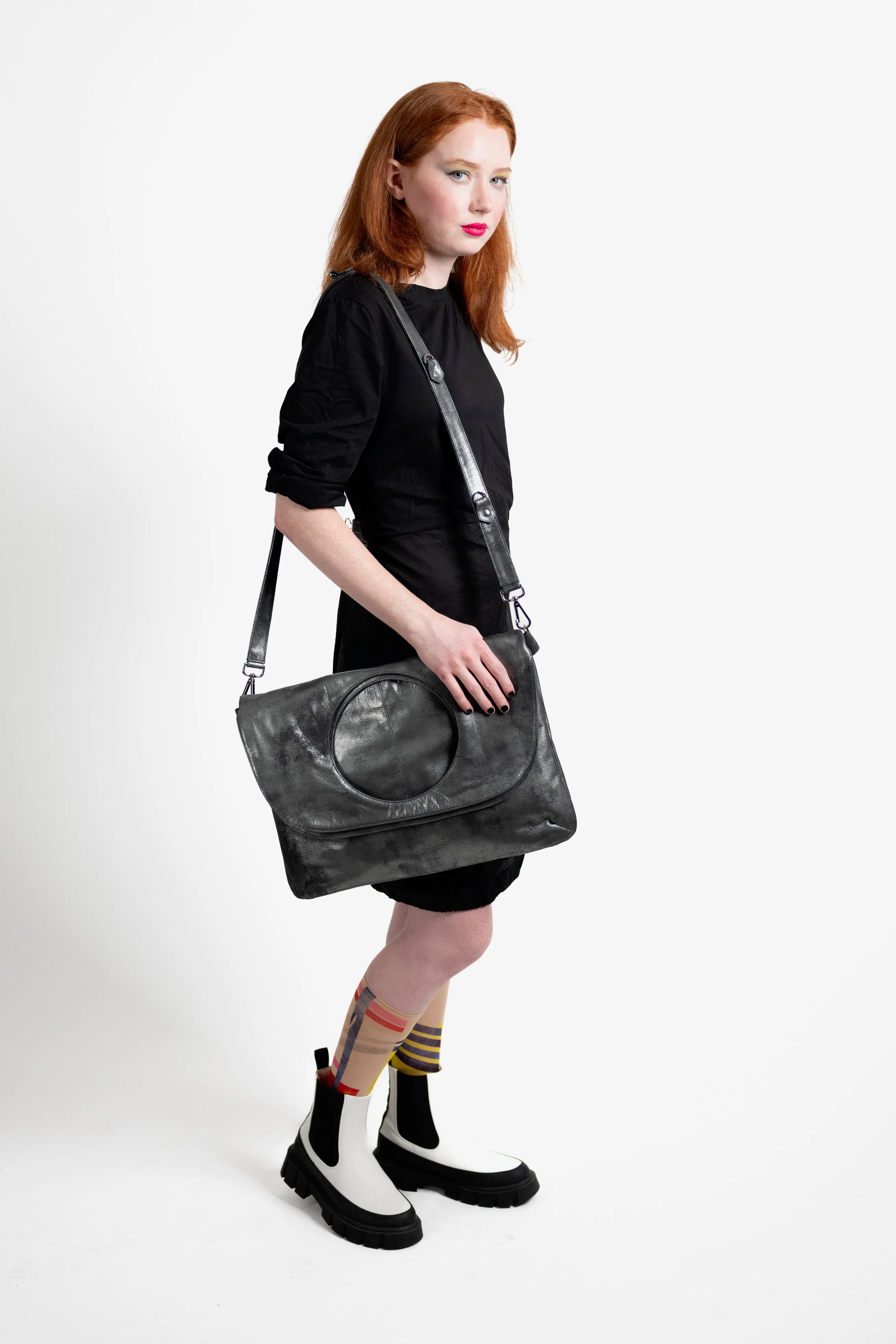 Audrey Large Messenger/Laptop Bag in Graphite