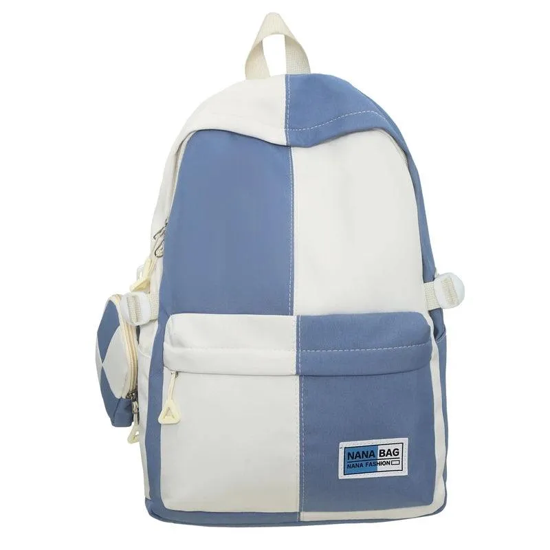 B3110 Cool Backpack - Fashion College School Bag - Grid Pattern