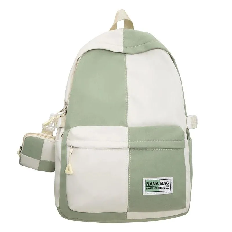 B3110 Cool Backpack - Fashion College School Bag - Grid Pattern