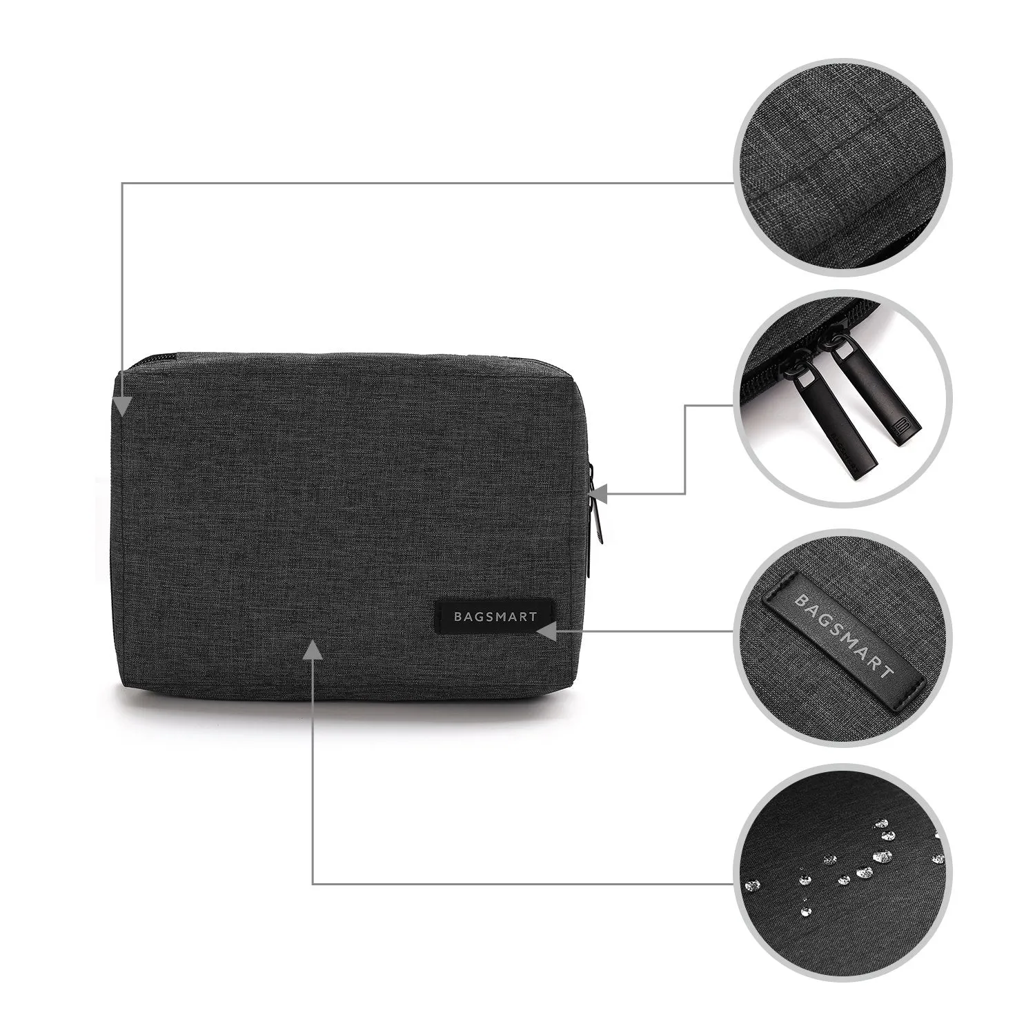 BAGSMART Electronic Organizer Small Travel Cable Organizer Bag for Hard Drives, Cables, Phone, USB, SD Card, Black