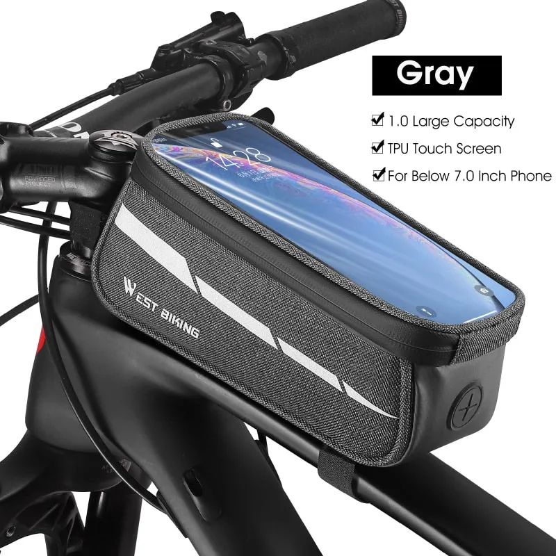 Bicycle Bag Front Frame MTB Bike Bag Waterproof Touch Screen Top Tube 6-7.2 Inch Phone Bag Case Cycling Accessories