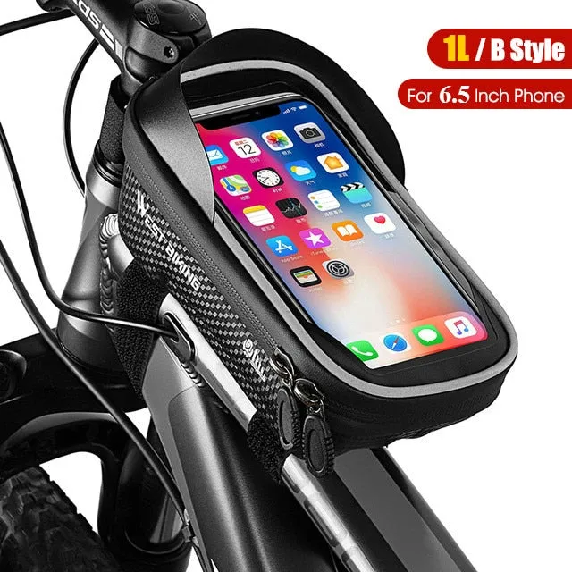 Bicycle Bag Front Frame MTB Bike Bag Waterproof Touch Screen Top Tube 6-7.2 Inch Phone Bag Case Cycling Accessories