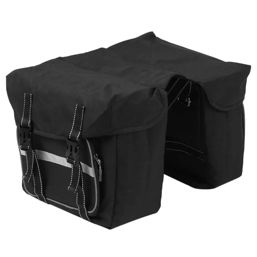 Bike Back Pannier Bicycle Rear Seat Bag Cycling Rack Grocery Pannier Road Bike Storage Bag Double Side Bag with Two Zipper Pouch