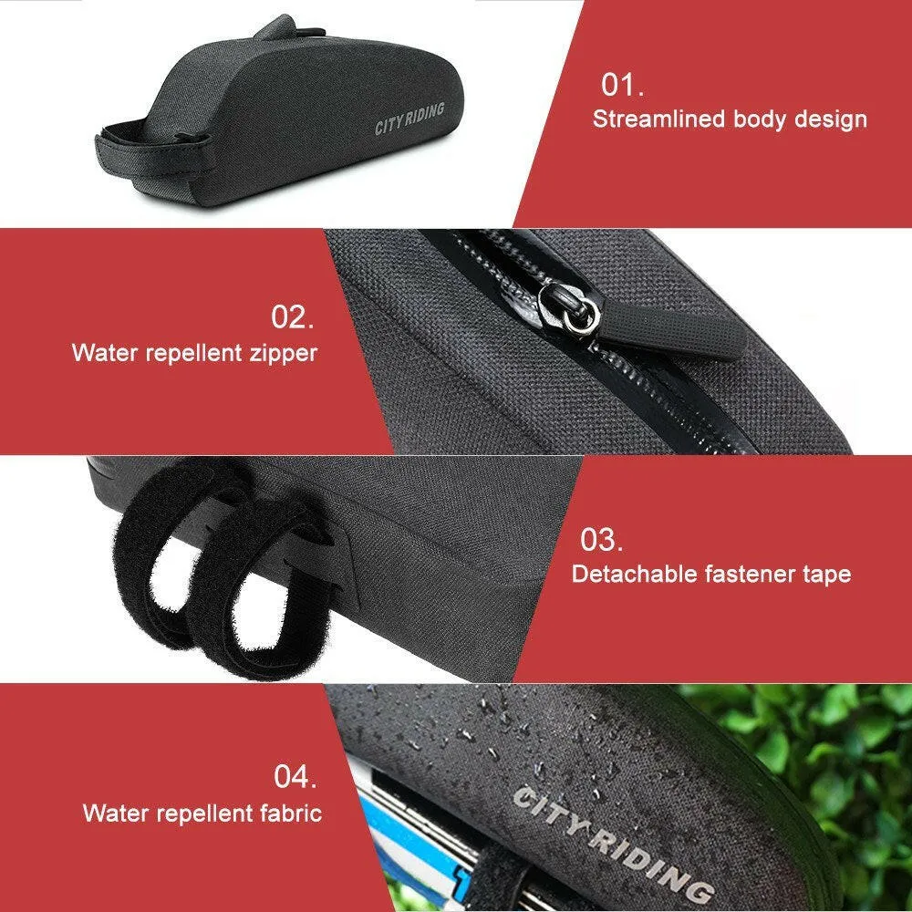 Bike Top Tube Bag Water Repellent Bike Front Tube Bag Bike Storage Bag Cycling Front Frame Pouch