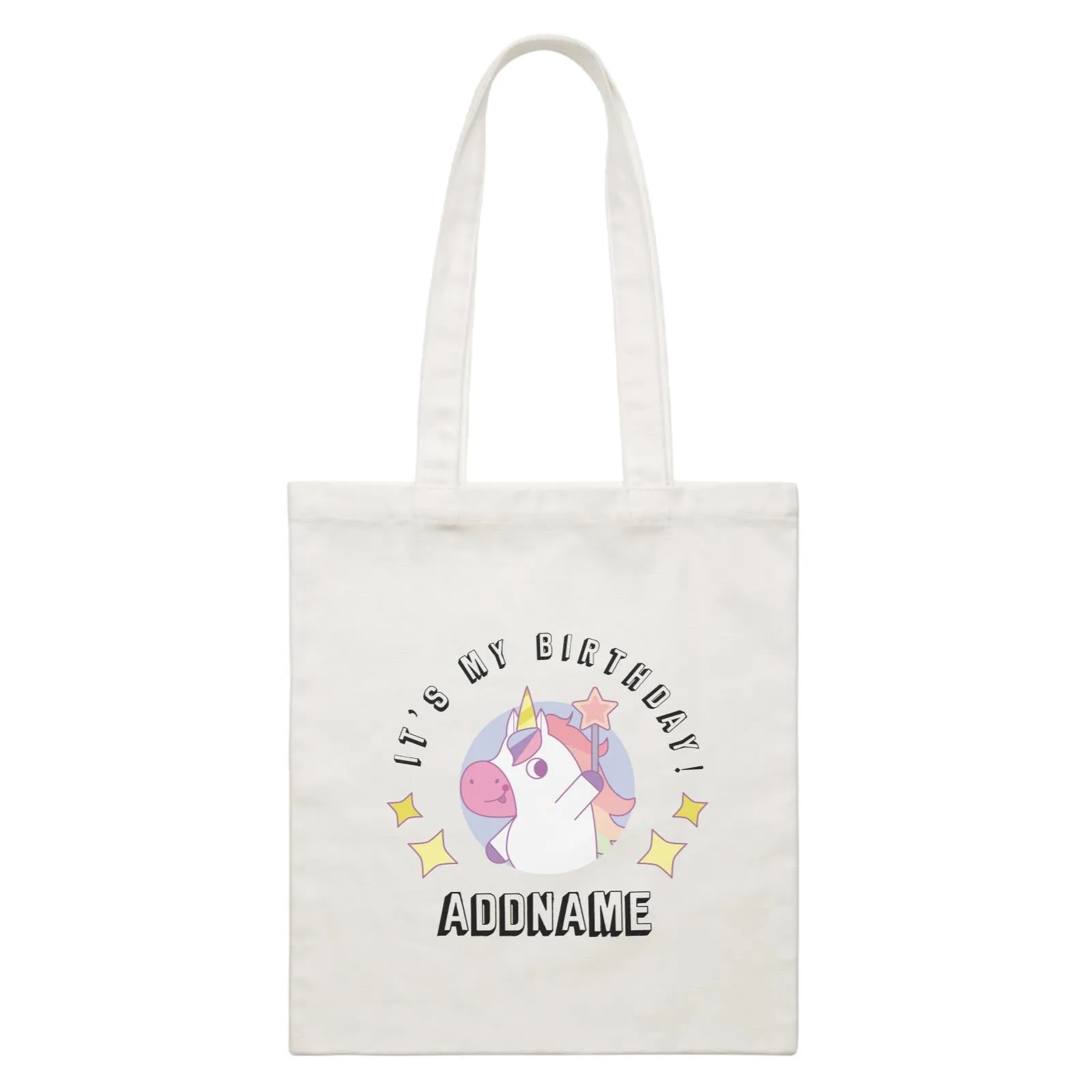 Birthday Unicorn Girl With Magic Wand It's My Birthday Addname White Canvas Bag