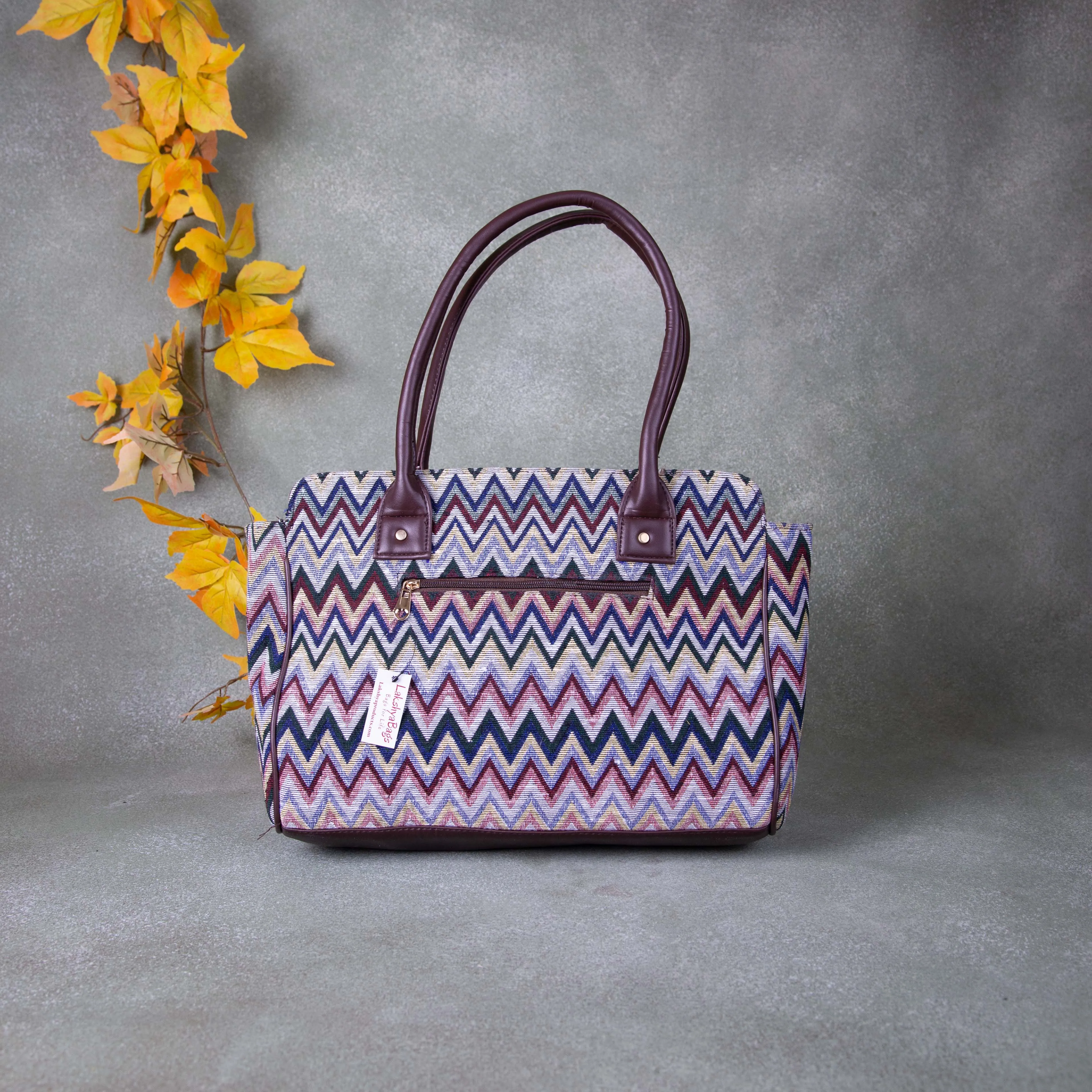 Biz Laptop Totes Multi-Colour Zig Zag Design.