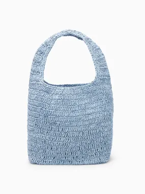 Blue raffia shoulder bag