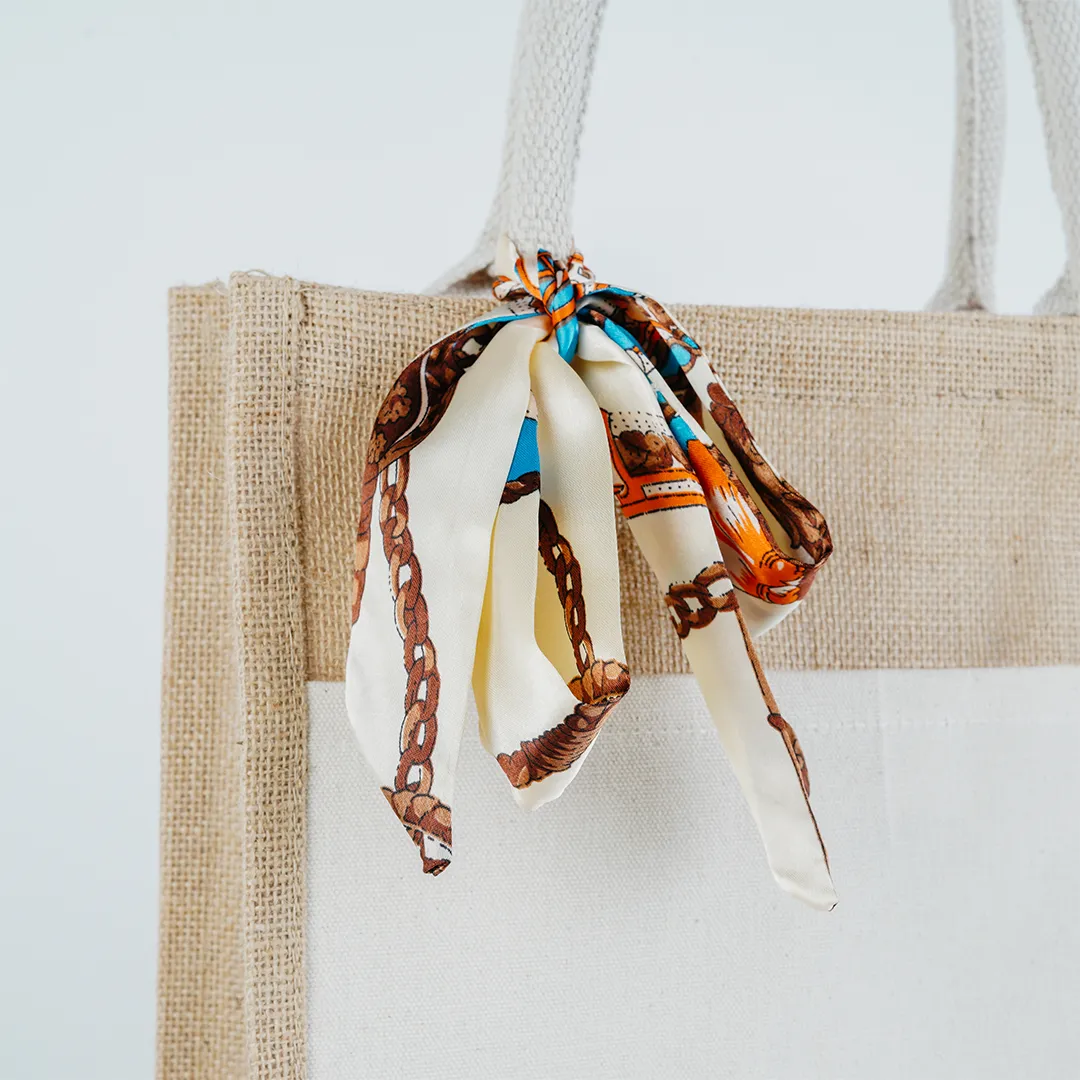 Blue Rose with Colourful Jute Bag with Front Pocket