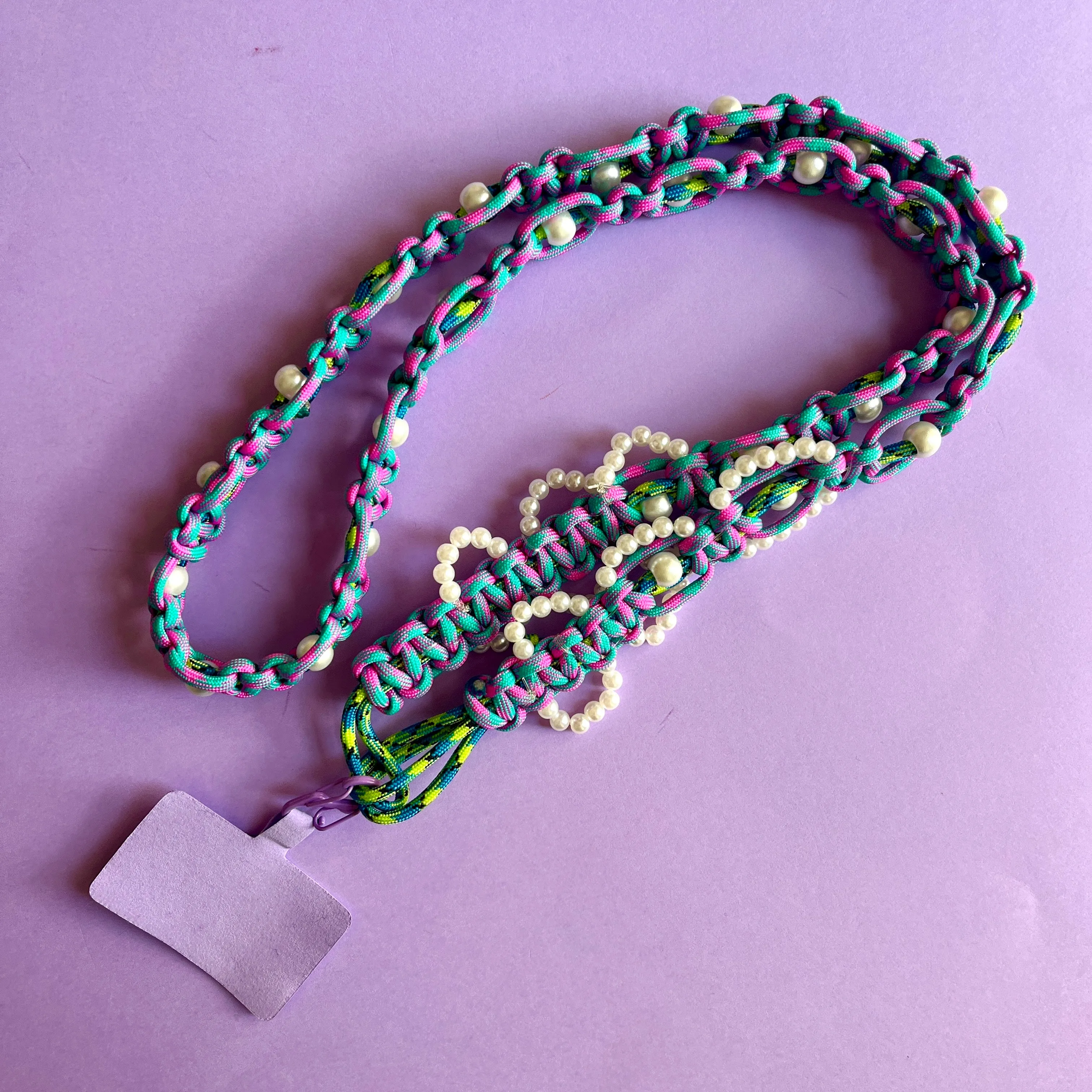 Braided Cord Phone strap lanyard pearly