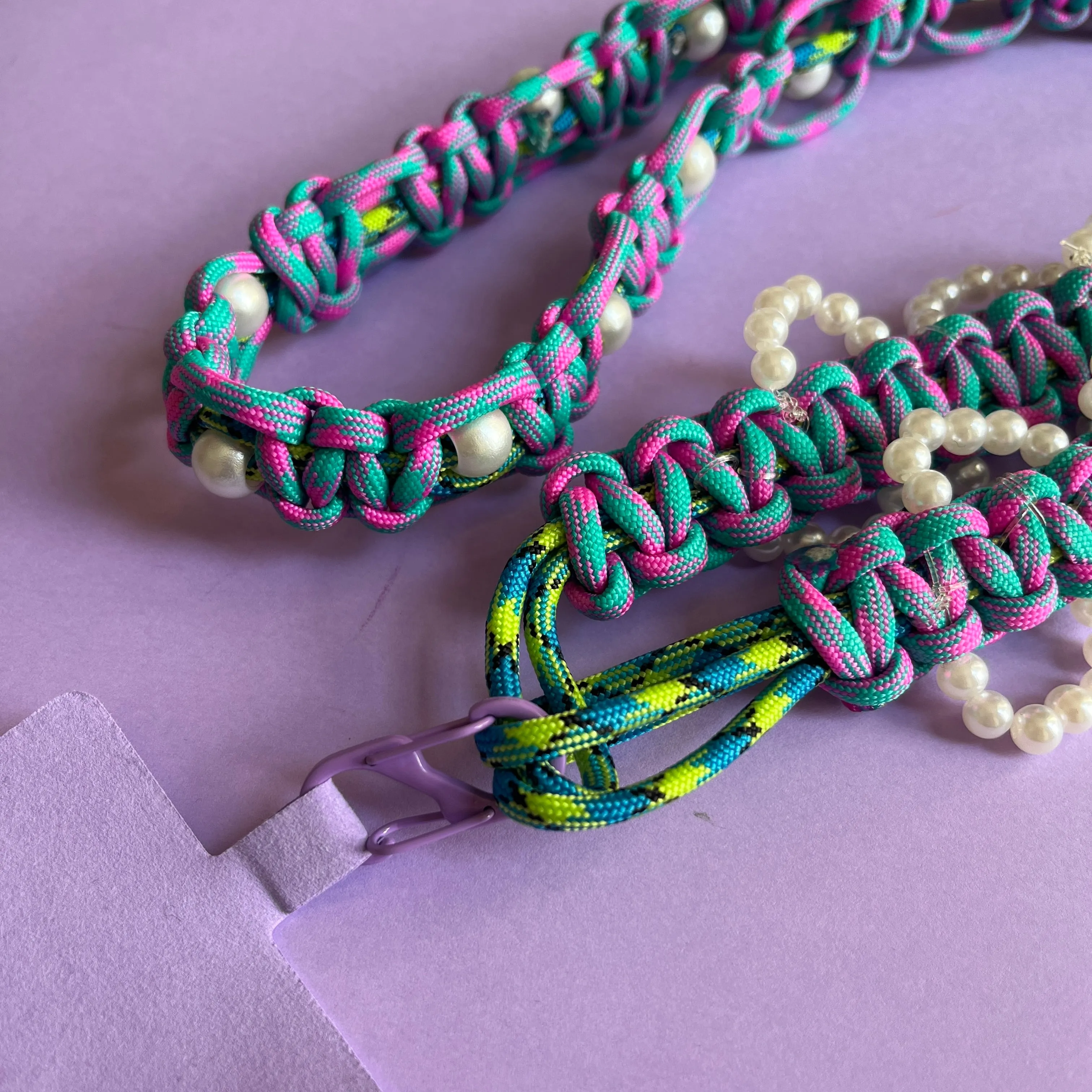 Braided Cord Phone strap lanyard pearly