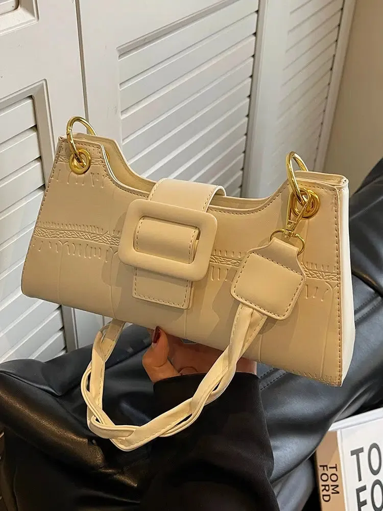 Braided Strap Buckle Shoulder Bag