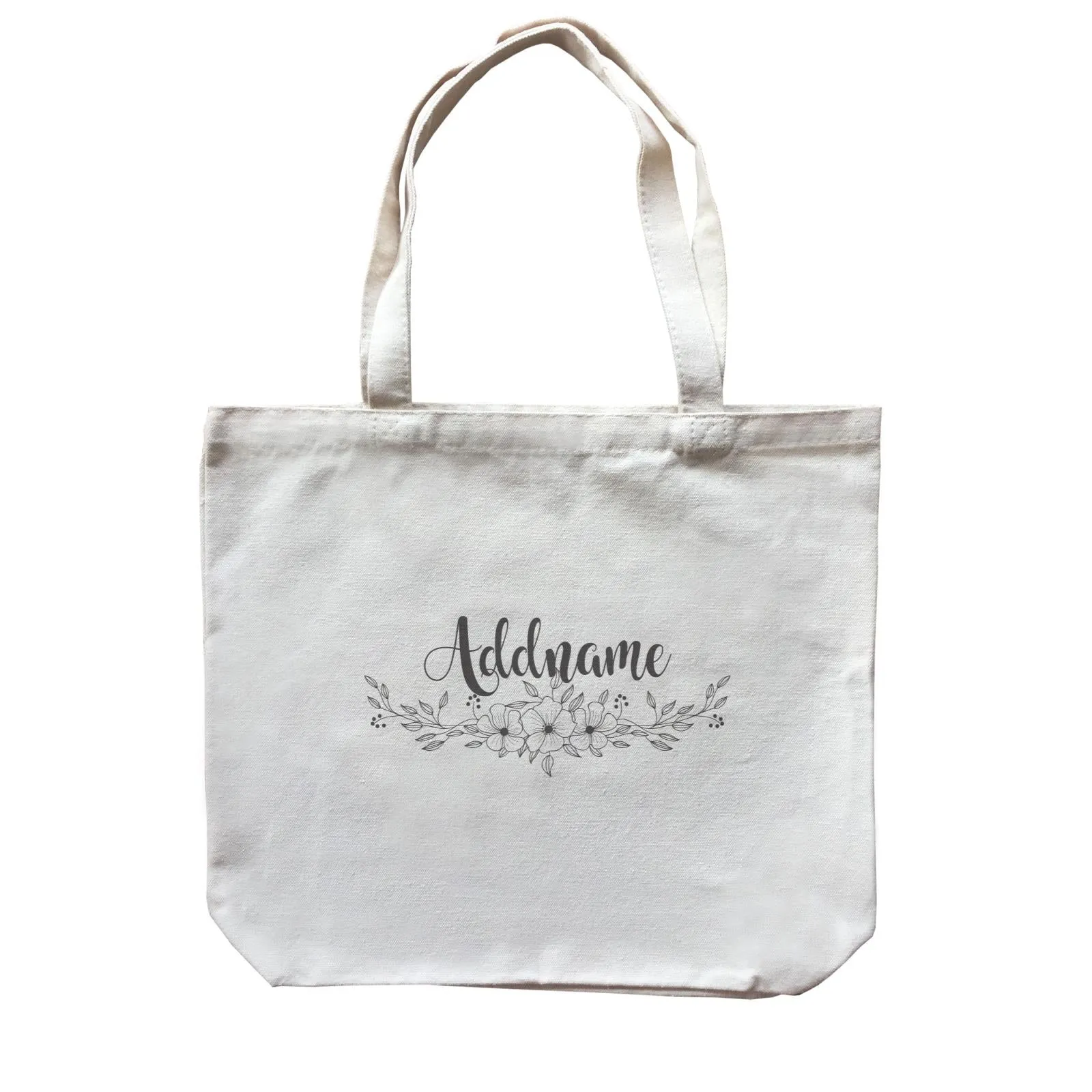 Bridesmaid Monochrome Floral Addname Accessories Canvas Bag