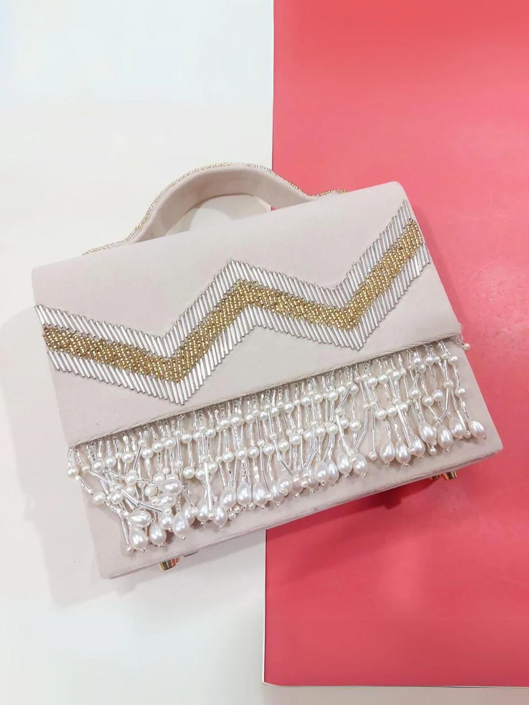 Briefcase Style Embroidered Clutch