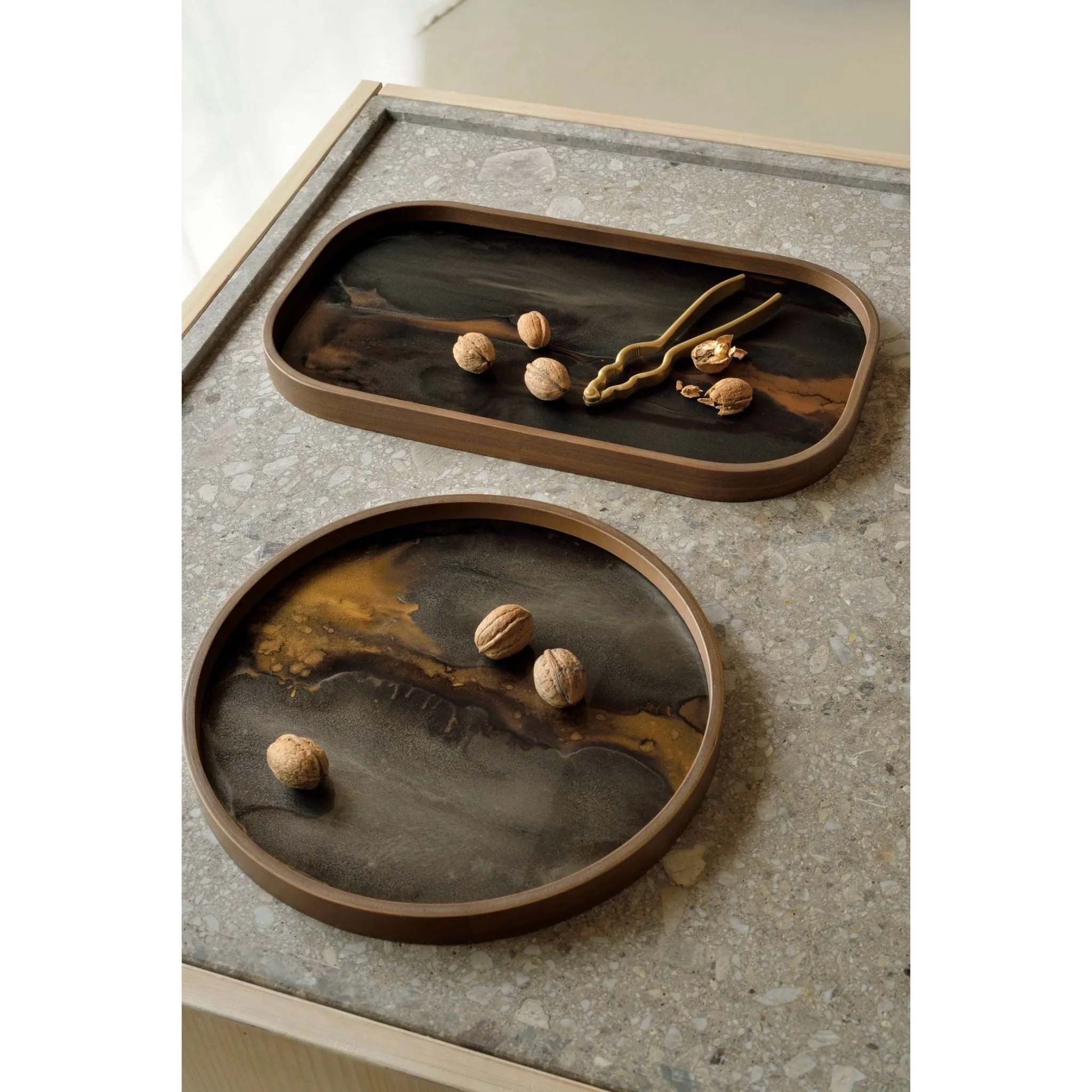 Bronze Organic Glass Rectangular Valet Tray