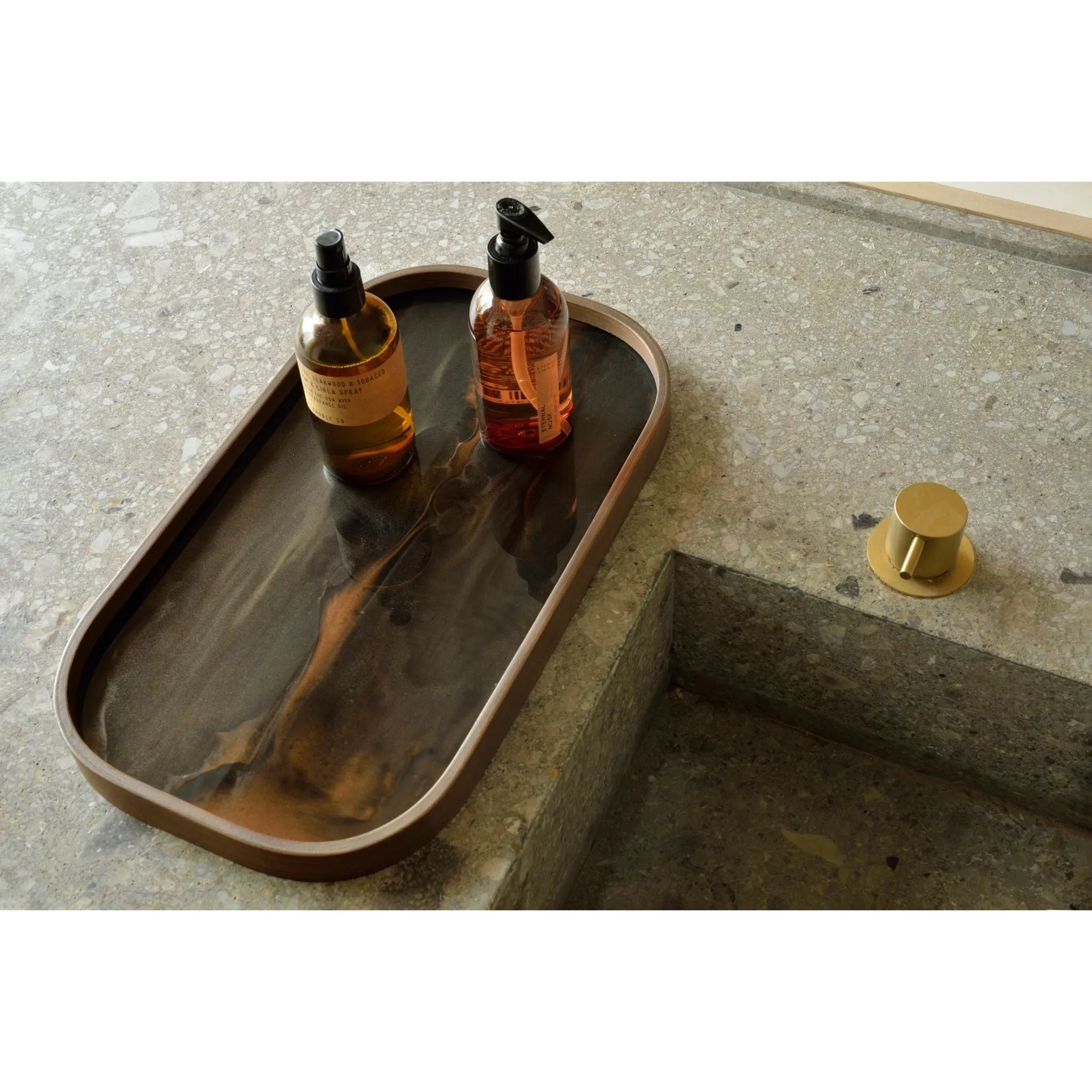 Bronze Organic Glass Rectangular Valet Tray