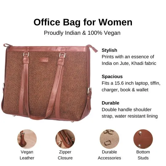 Brown Metal Women's Office Bag