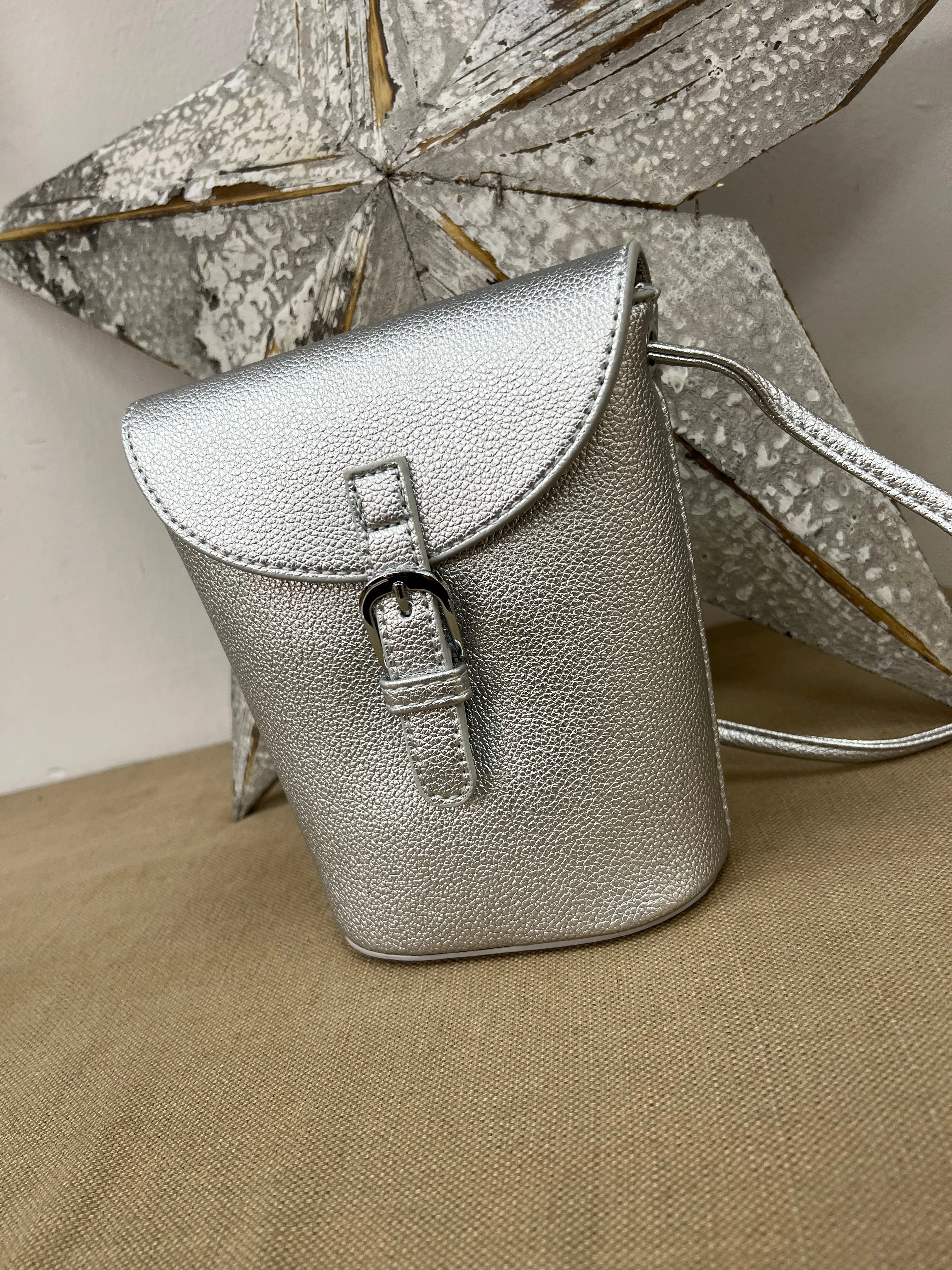 Bucket Crossbody Bag - Silver