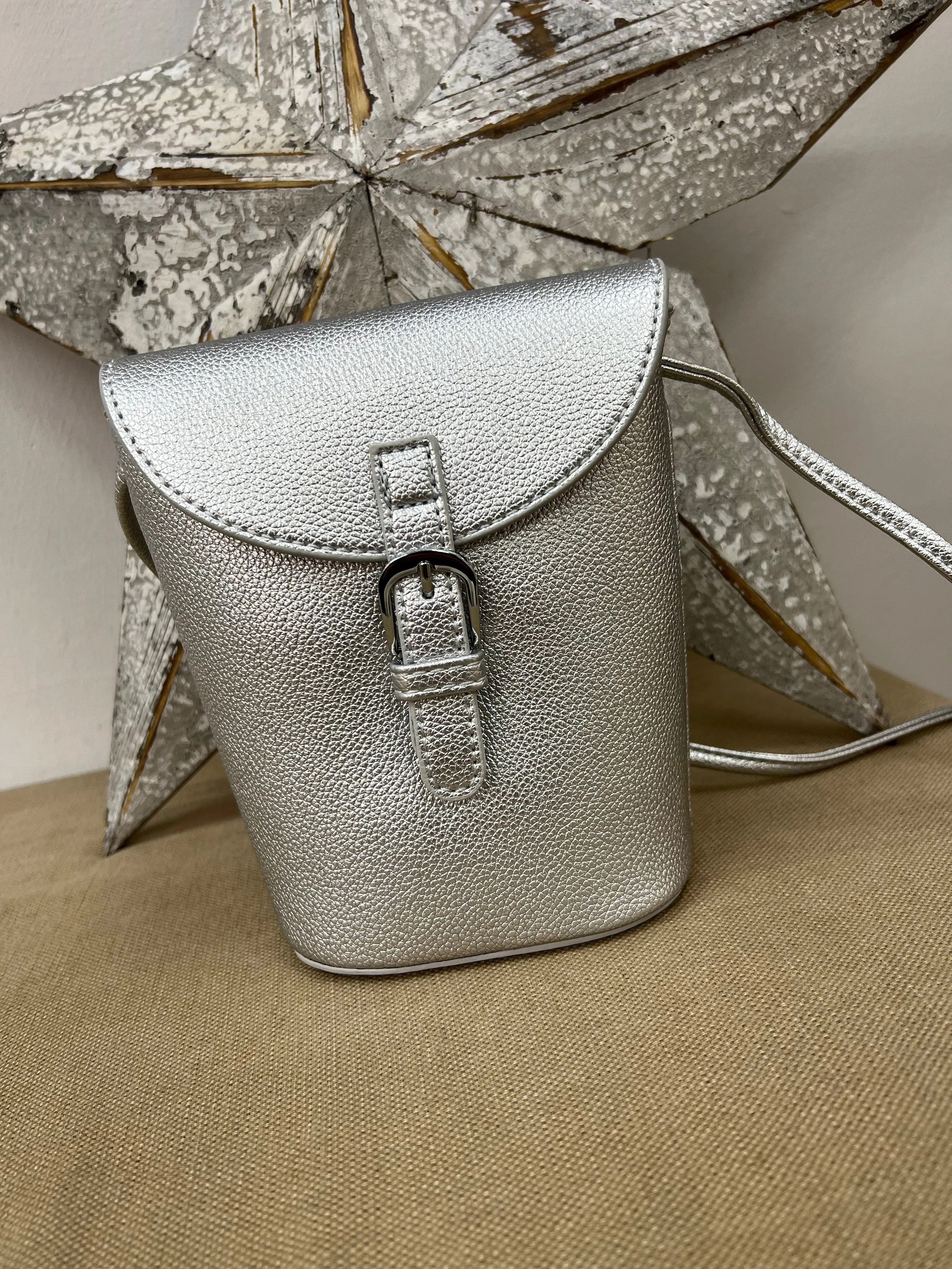 Bucket Crossbody Bag - Silver