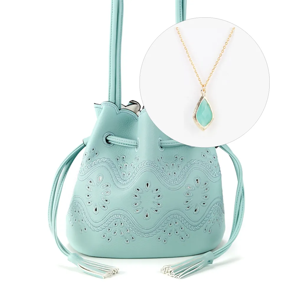 Bucket Handbag and Teardrop Pendant Necklace Gift Set