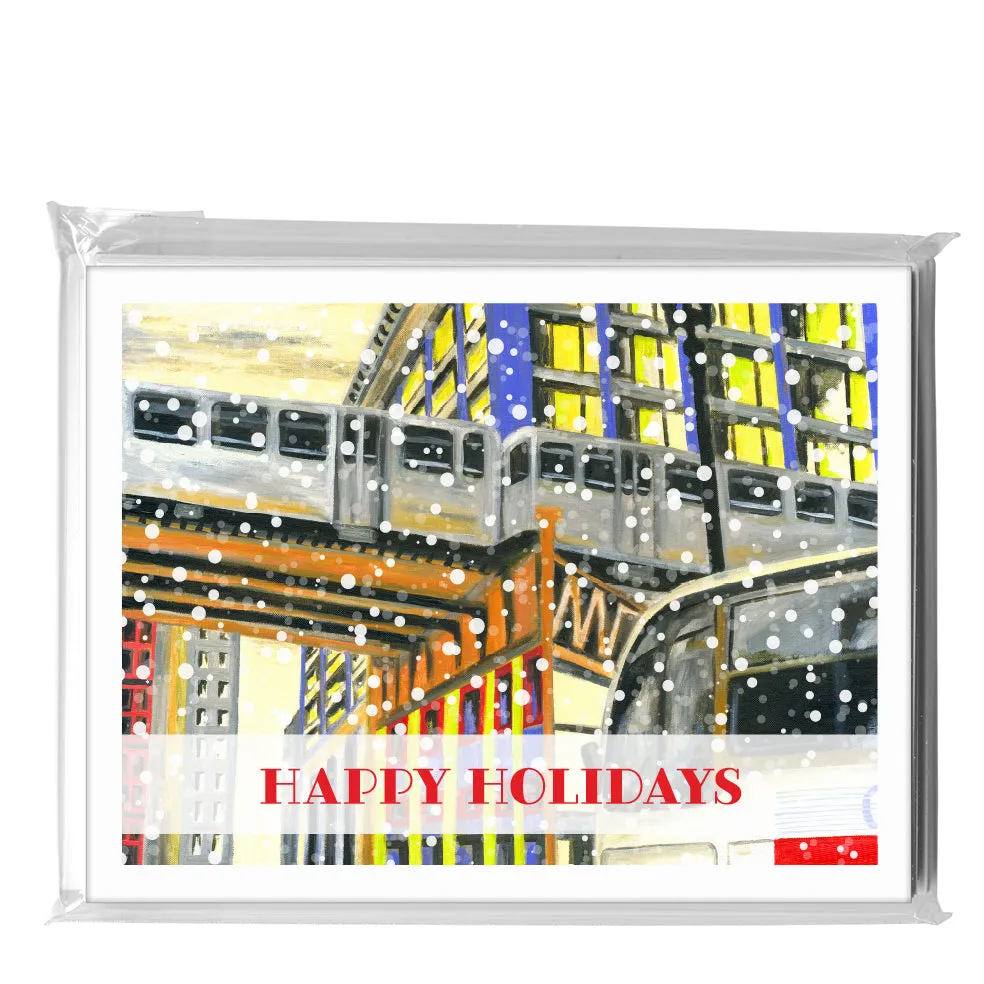 Bus Under Tracks, Chicago, Greeting Card (7281B)