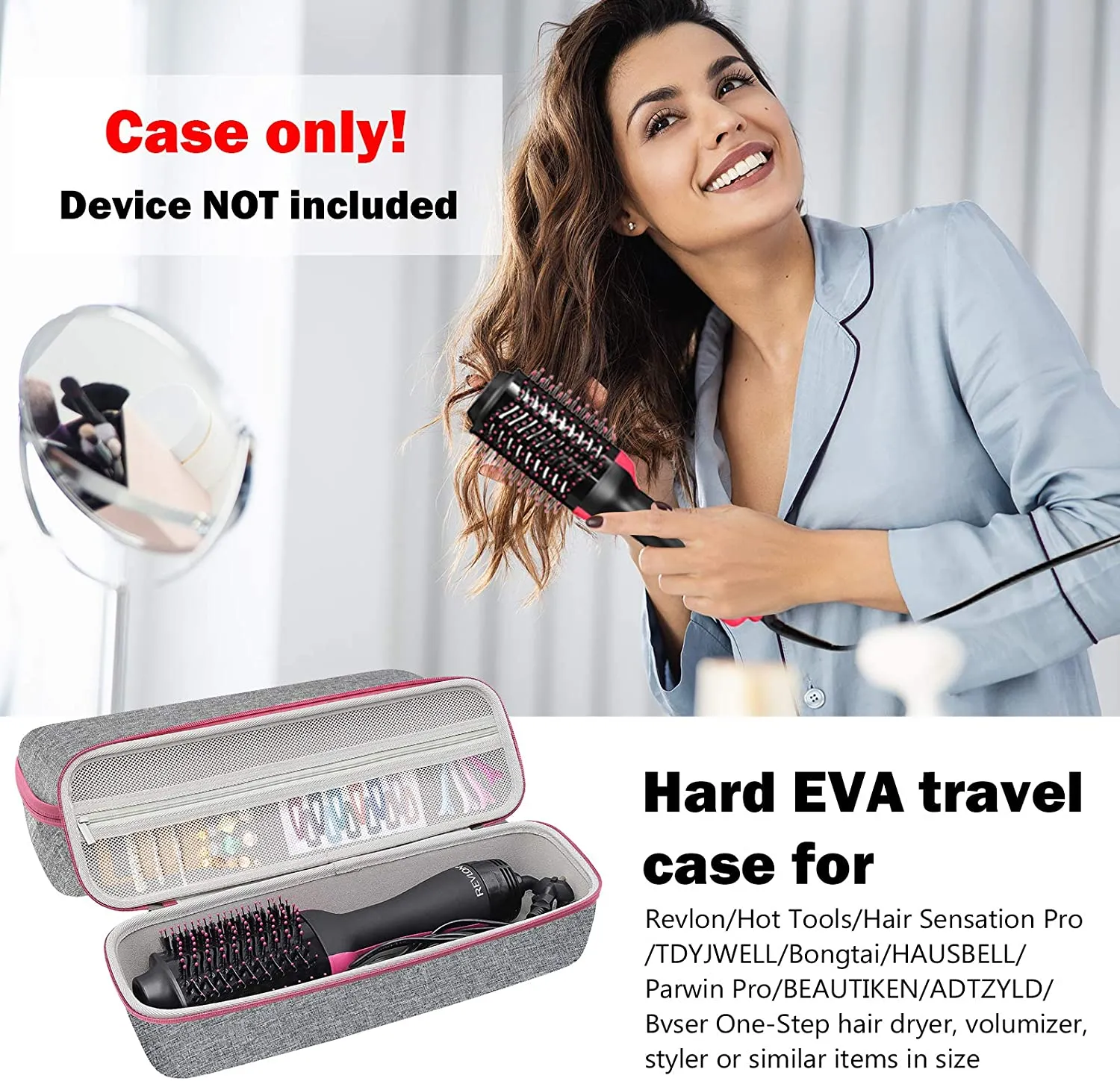 (CASE ONLY) Hard Carrying Case with Velvet Bag Cover for Revlon One-Step Hair Dryer/ Volumizer/ Styler | ProCase