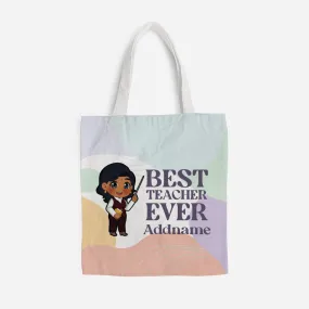 Chibi Best Teacher Ever Pastel Melody - Indian Female Teacher Full Print Tote Bag