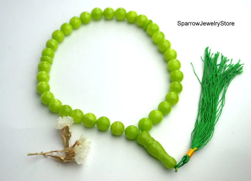 Chrysoprase mala bead bracelet Natural green chrysoprase knotted Mala Gift with meaning Worry Beads 27 or 33 Beads Christmas gift idea