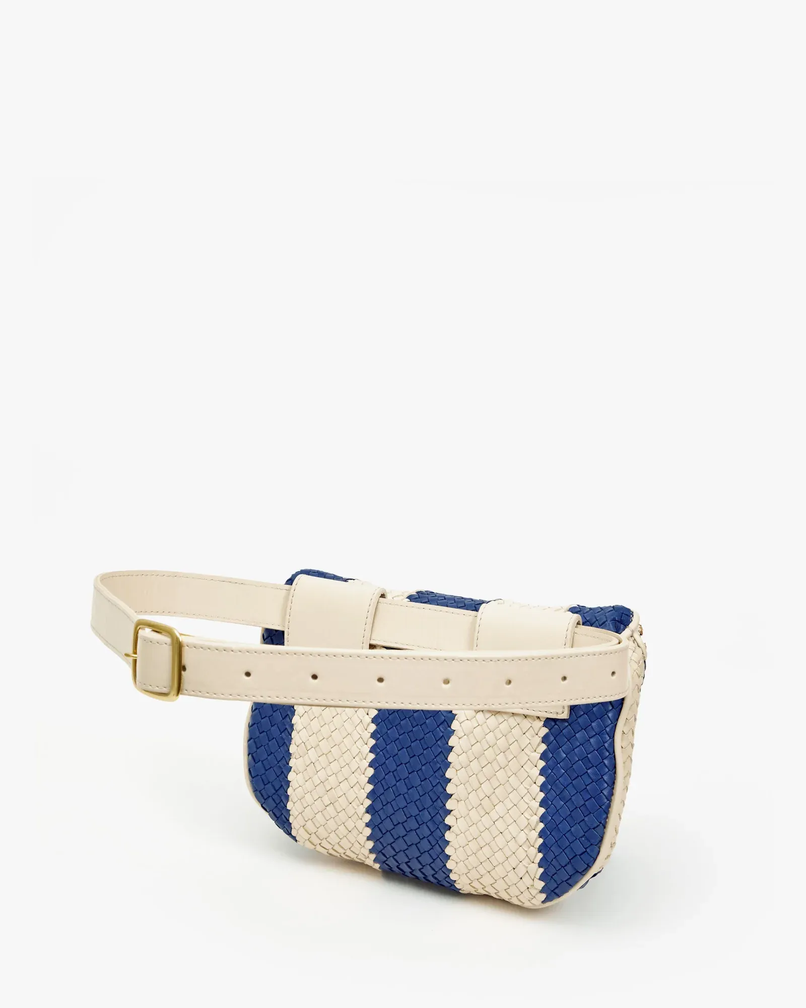 Clare V - Fanny Pack in Indigo & Cream Woven Racing Stripes