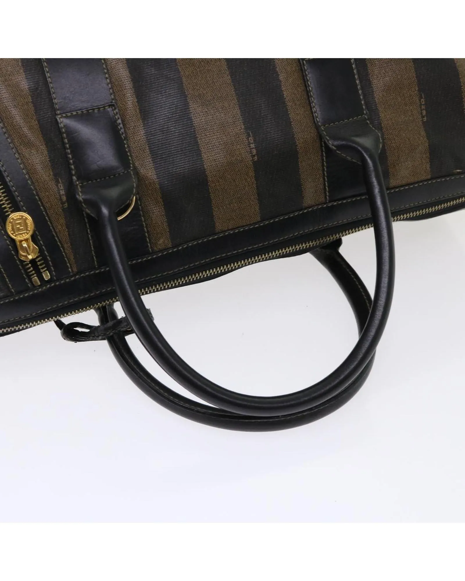 Coated Canvas Boston Bag with Key and Shoulder Strap