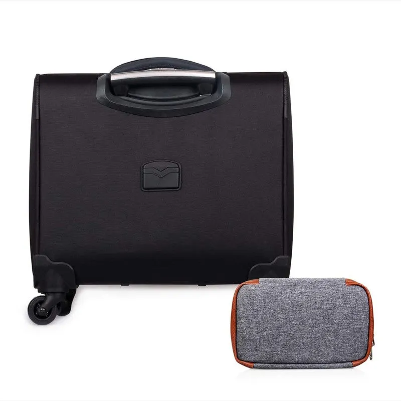 Combo: Laptop Briefcase & Roller Case - Spacious, Expandable | 44cm | Jet Black & Dark Brown