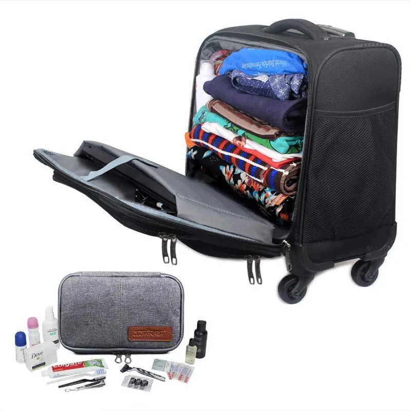 Combo: Laptop Briefcase & Roller Case - Spacious, Expandable | 44cm | Jet Black & Dark Brown