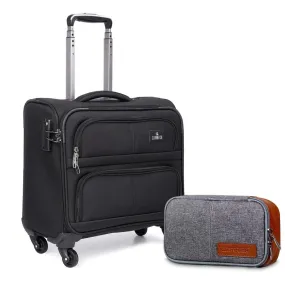 Combo: Laptop Briefcase & Roller Case - Spacious, Expandable | 44cm | Jet Black & Dark Brown