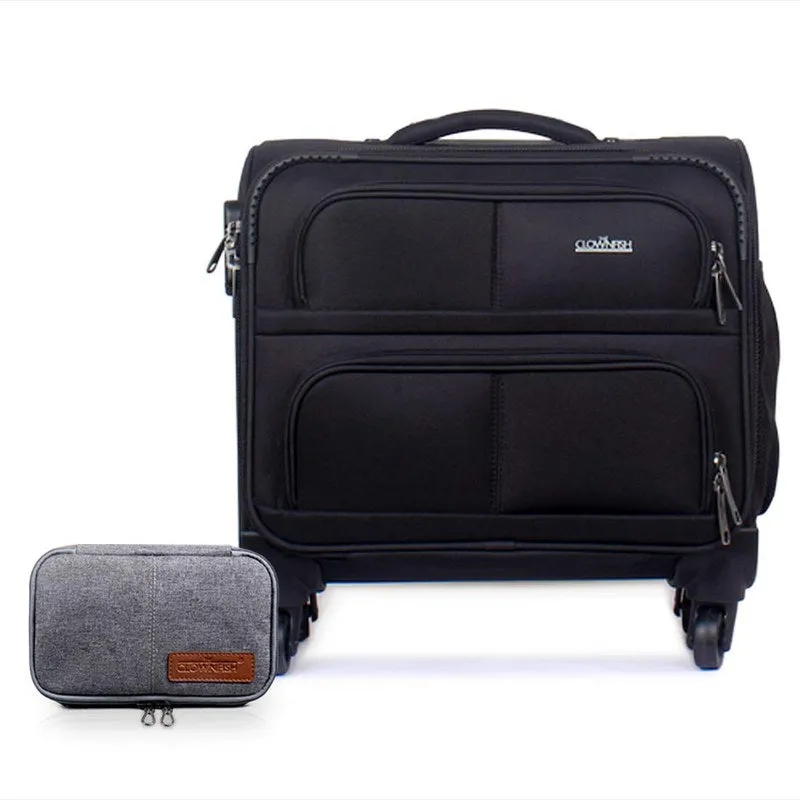 Combo: Laptop Briefcase & Roller Case - Spacious, Expandable | 44cm | Jet Black & Dark Brown